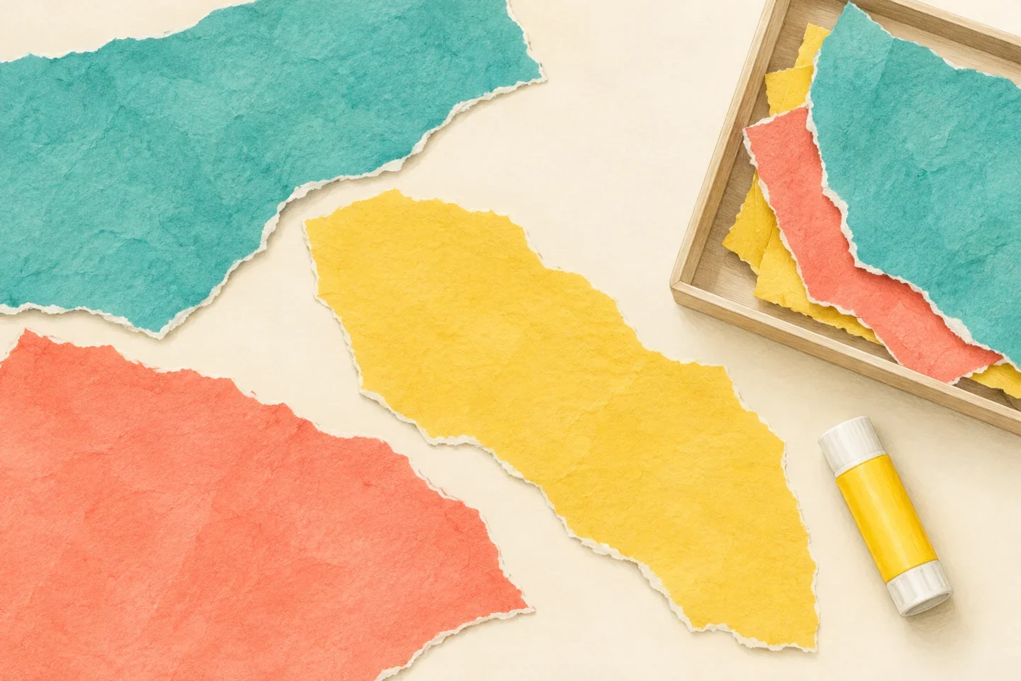 Illustrated example for Paper Tearing Collage: Explore Shapes Without Scissors