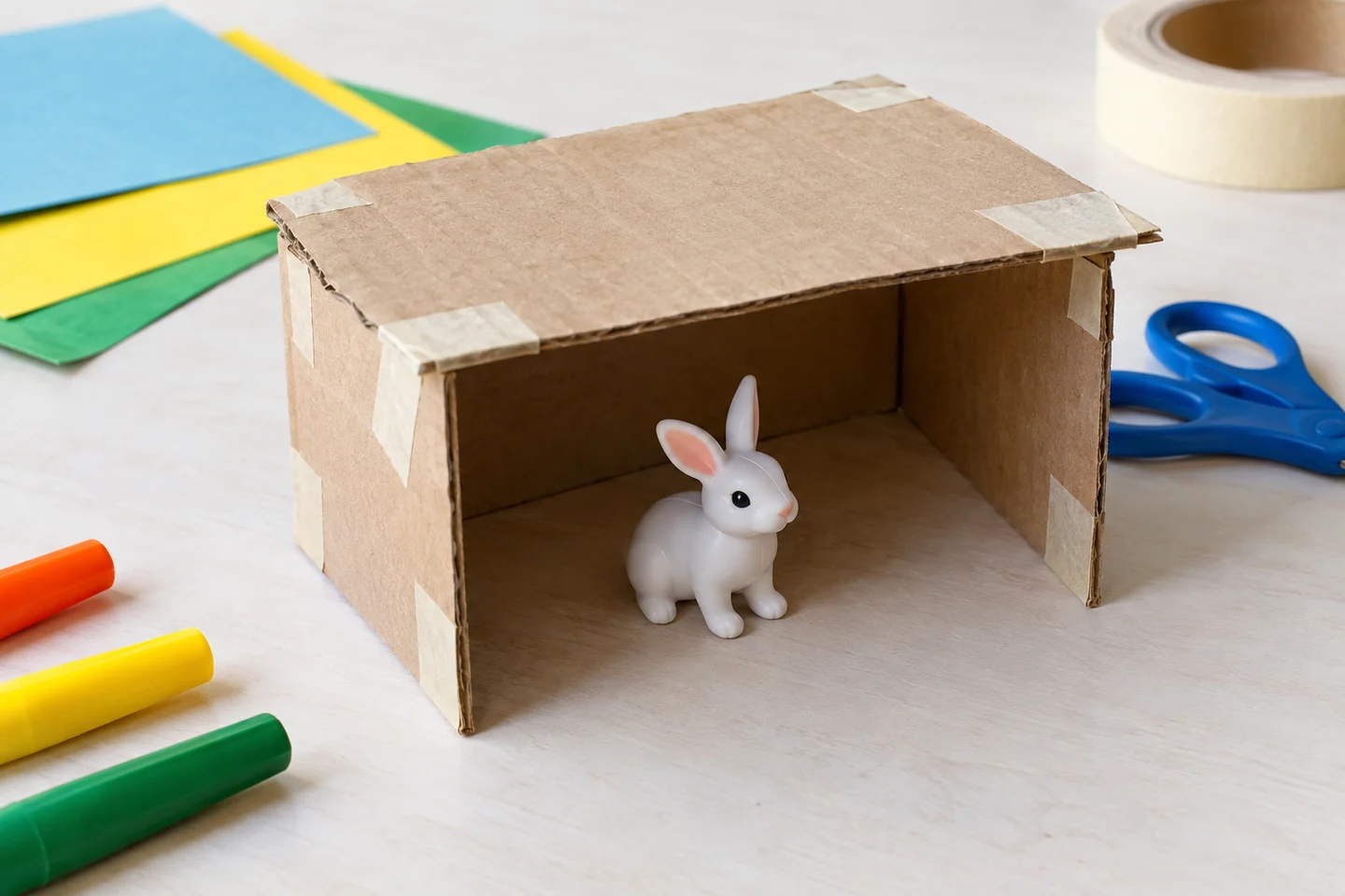 Check that the animal fits, the entrance works, and the roof stays in place.