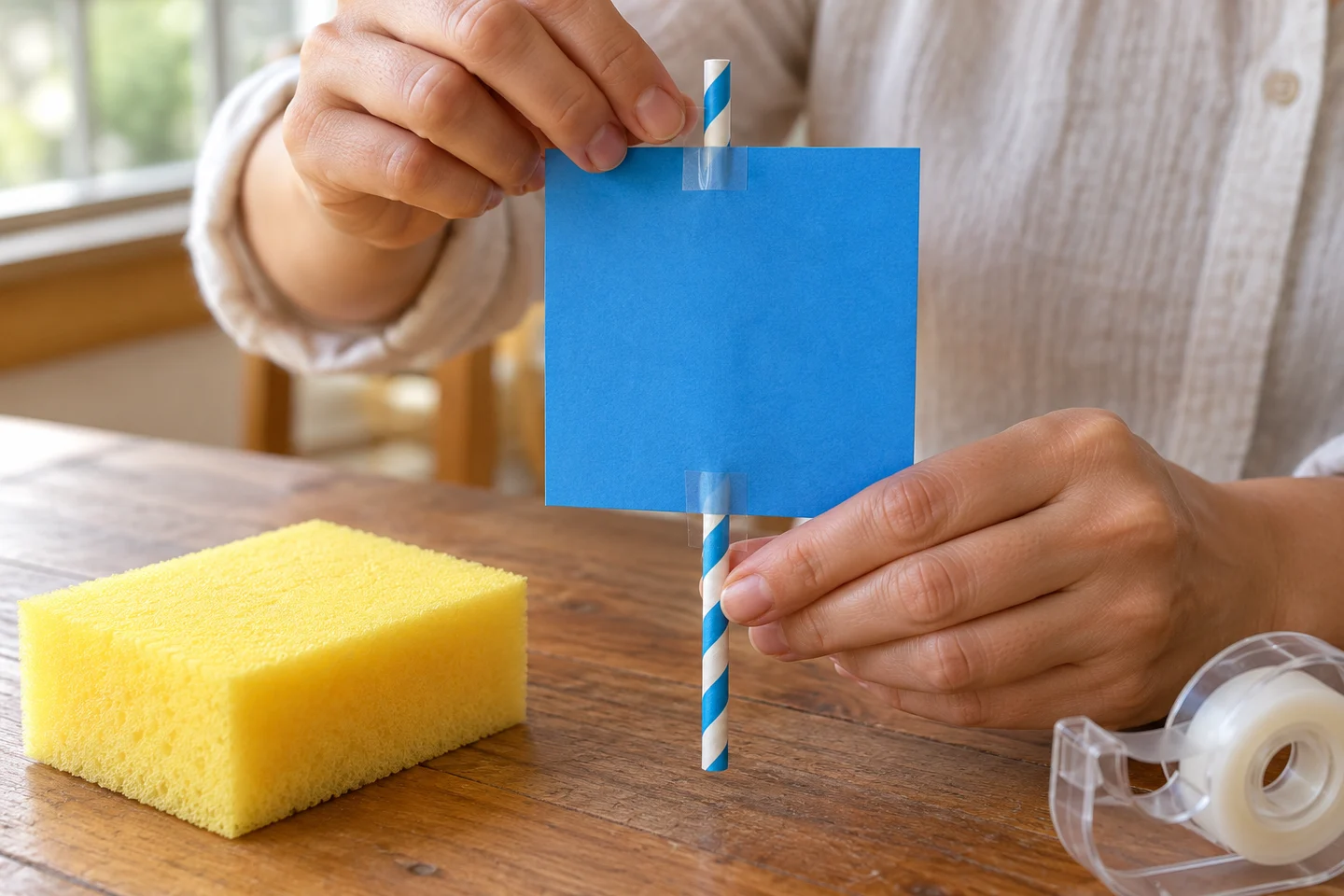 Tape a lightweight paper sail to the upper part of a blunt paper straw.