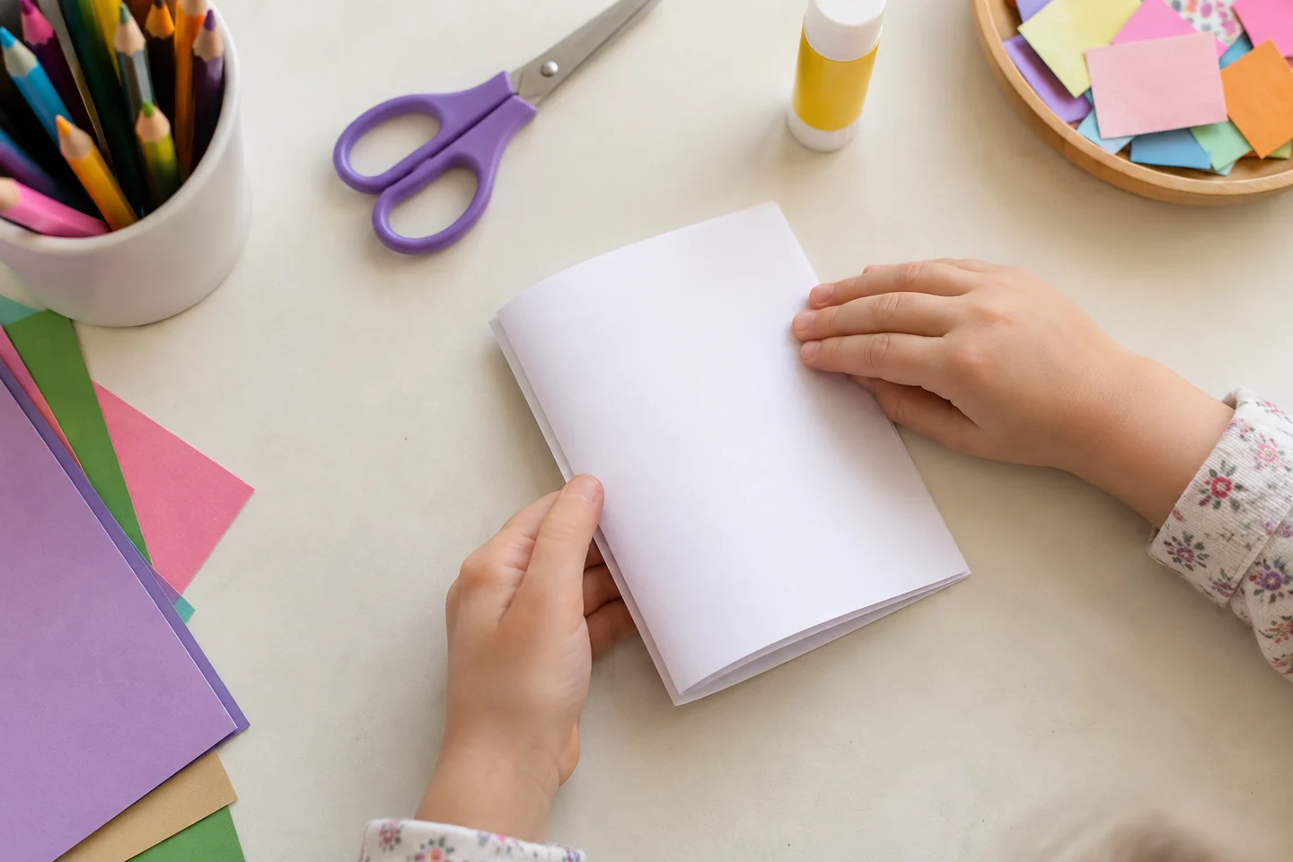 Fold the sheets in half to make a simple journal.