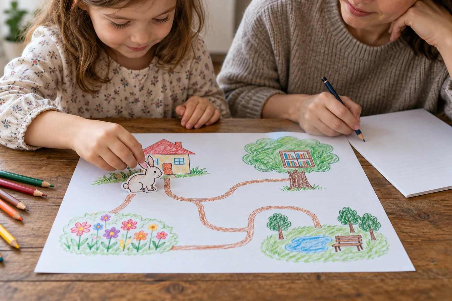 Follow the map while telling the story to someone who can record it.