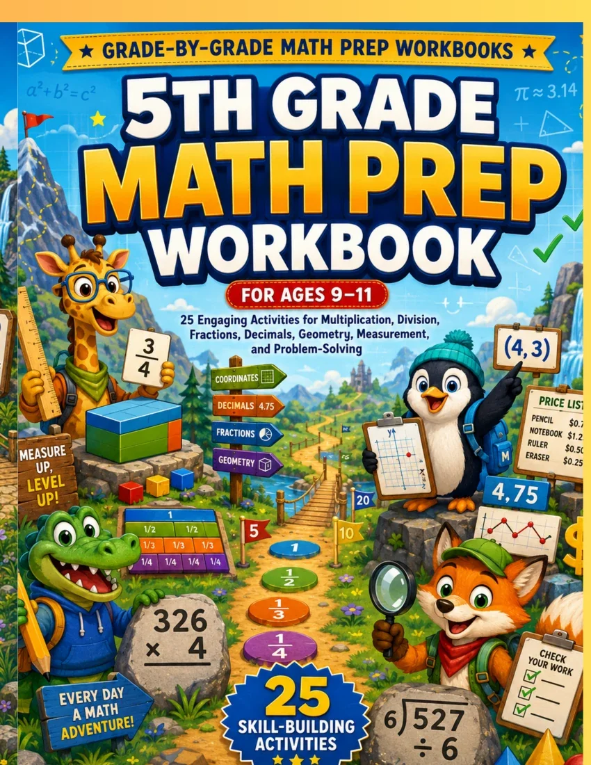 Front cover of 5th Grade Math Prep Workbook