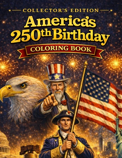 Front cover of America’s 250th Birthday Coloring Book: Collector’s Edition