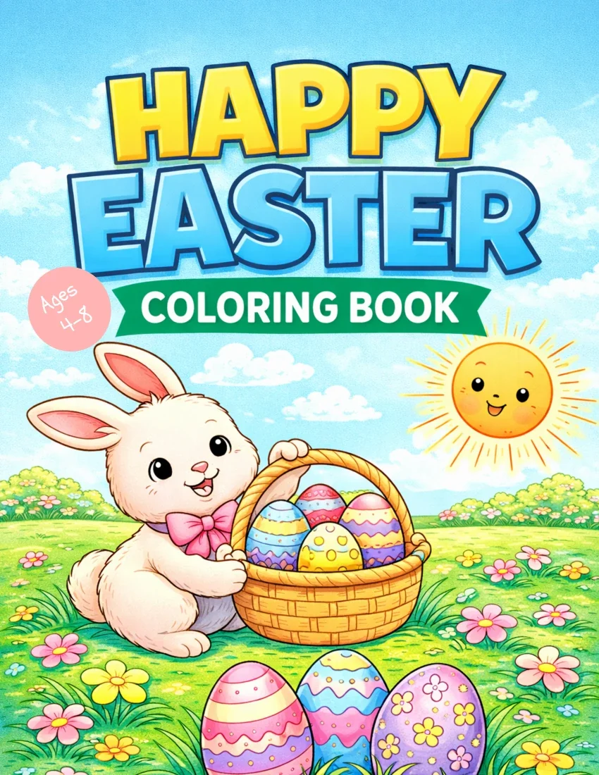 Front cover of Happy Easter Coloring Book for Toddlers