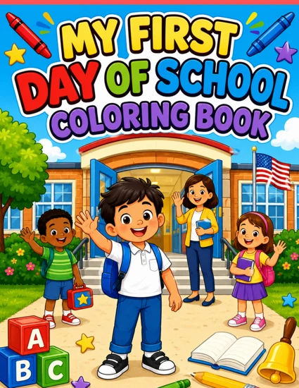 Front cover of My First Day of School Coloring Book