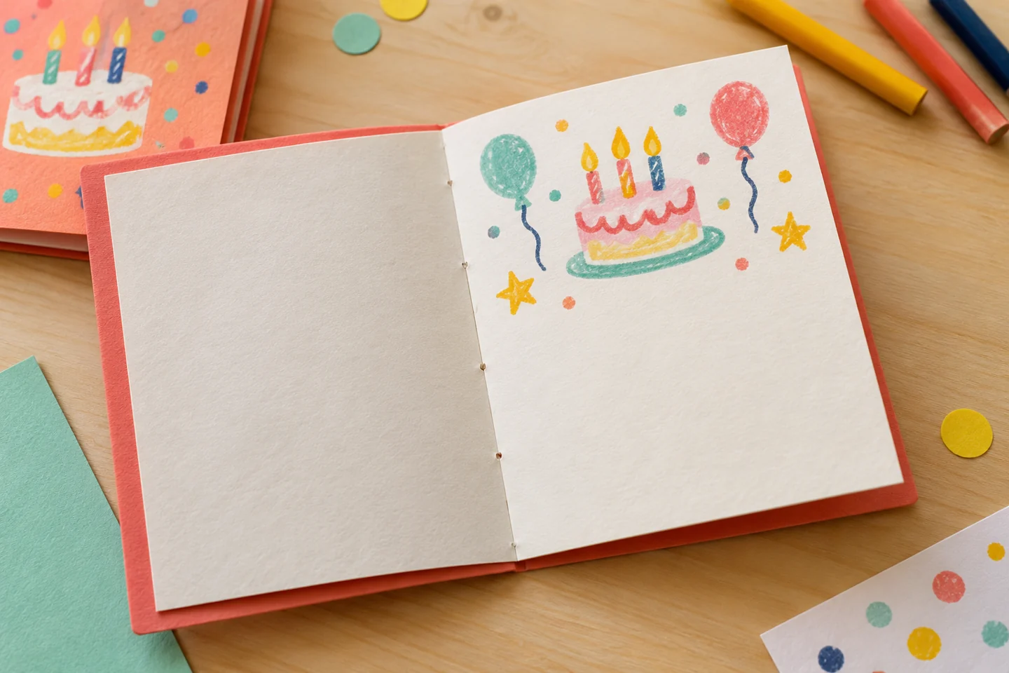 open page with simple party drawing and blank space beneath