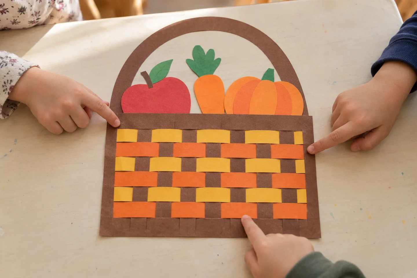 Explore the alternating rows in your flat harvest basket collage.