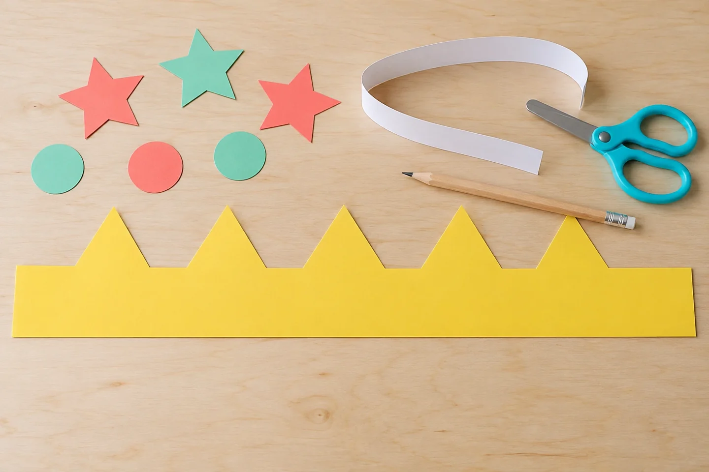 An unjoined flat yellow crown band with loose decorations