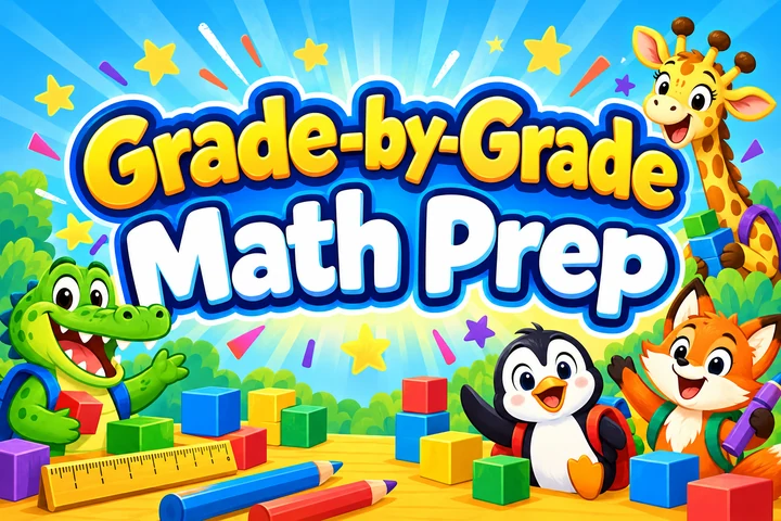 Grade-by-Grade Math Prep Workbooks series title graphic
